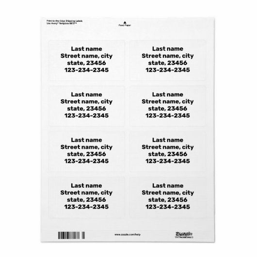 eenvoudige minimale naam hier voor aangepast verze etiket (Full Sheet)