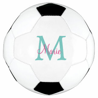 eenvoudige minimale naam monogram groen roze blauw voetbal