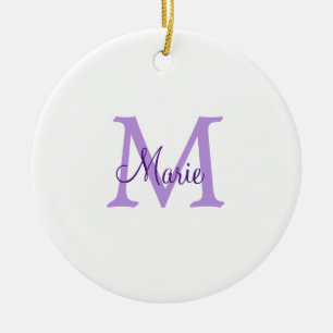 eenvoudige minimale naam monogram roze rood worp keramisch ornament