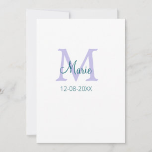Eenvoudige Minimale Naam toevoegen Monogram paarse Feestdagenkaart
