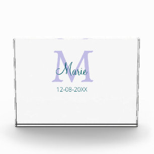 Eenvoudige Minimale Naam toevoegen Monogram paarse Fotoblokken