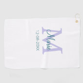 Eenvoudige Minimale Naam toevoegen Monogram paarse Golfhanddoek (Horizontaal)