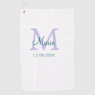 Eenvoudige Minimale Naam toevoegen Monogram paarse Golfhanddoek