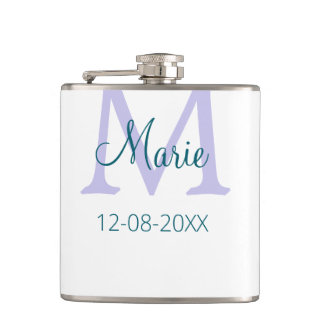 Eenvoudige Minimale Naam toevoegen Monogram paarse Heupfles
