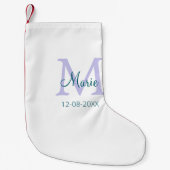 Eenvoudige Minimale Naam toevoegen Monogram paarse Kleine Kerstsok (Voorkant)