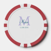 Eenvoudige Minimale Naam toevoegen Monogram paarse Poker Chips (Voorkant)