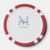 Eenvoudige Minimale Naam toevoegen Monogram paarse Poker Chips (Achterkant)