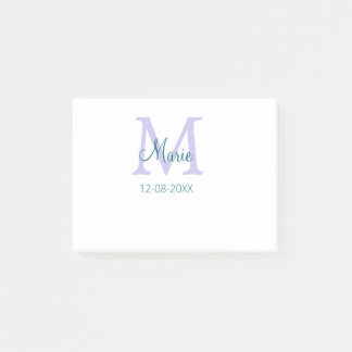 Eenvoudige Minimale Naam toevoegen Monogram paarse Post-it® Notes