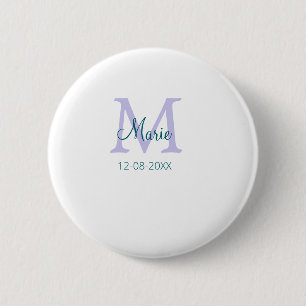 Eenvoudige Minimale Naam toevoegen Monogram paarse Ronde Button 5,7 Cm