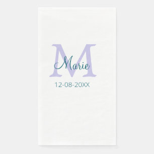 Eenvoudige Minimale Naam toevoegen Monogram paarse Servet