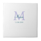 Eenvoudige Minimale Naam toevoegen Monogram paarse Tegeltje (Voorkant)