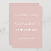 Eenvoudige minimale netelige, moderne Blush Save t Save The Date (Voorkant / Achterkant)