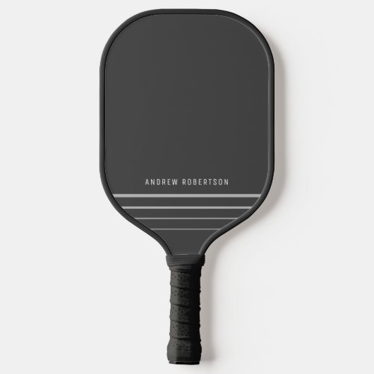 Eenvoudige, minimale persoonlijke aanduiding grijz pickleball paddle (Achterkant)