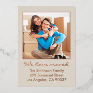 Eenvoudige, minimale persoonlijke bewegende aankon folie feestdagenkaart