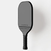 Eenvoudige, minimale persoonlijke naam grijs zwart pickleball paddle (Links)