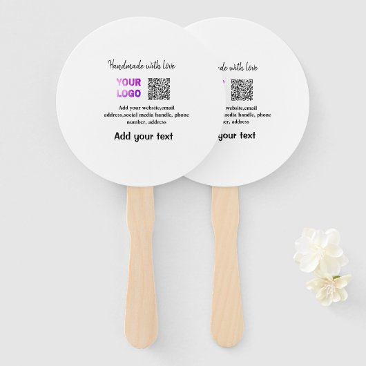 Eenvoudige minimale q of code logo scan code naam handwaaier (Voorkant en achterkant)