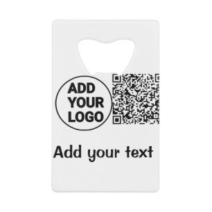 Eenvoudige minimale q r code logo toevoegen scan c kredietkaart flessenopener