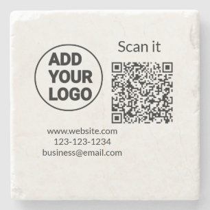 Eenvoudige minimale q r code logo toevoegen scan c stenen onderzetter