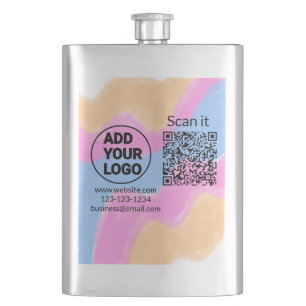Eenvoudige minimale QR-code logo toevoegen scan co Flacon