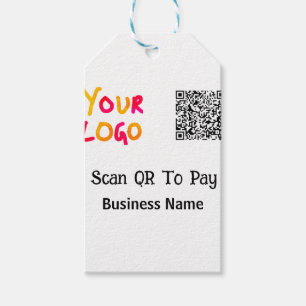 Eenvoudige minimale QR-code om logo bedrijfsnaam t Cadeaulabel