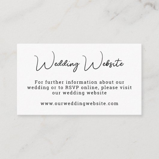 Eenvoudige minimale QR-wending website online RSVP Informatiekaartje (Voorkant)