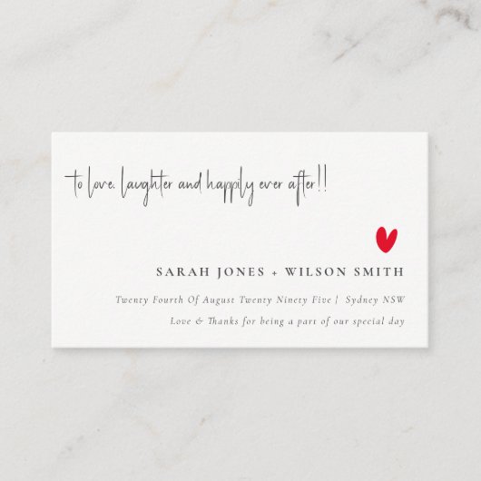 Eenvoudige minimale Rood-Heart-bruiloft website Informatiekaartje (Voorkant)