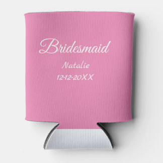 Eenvoudige minimale roze bridesmaïde voeg jaarteks blikjeskoeler