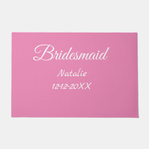 Eenvoudige minimale roze bridesmaïde voeg jaarteks deurmat
