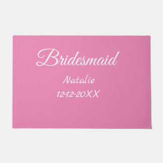 Eenvoudige minimale roze bridesmaïde voeg jaarteks deurmat