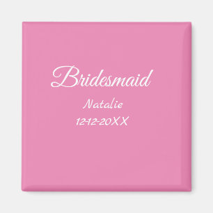 Eenvoudige minimale roze bridesmaïde voeg jaarteks magneet
