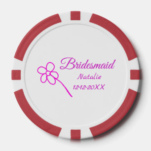 Eenvoudige minimale roze bridesmaïde voeg jaarteks poker chips