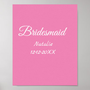 Eenvoudige minimale roze bridesmaïde voeg jaarteks poster