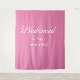 Eenvoudige minimale roze bridesmaïde voeg jaarteks wandkleed