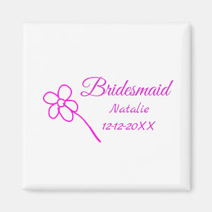 Eenvoudige minimale roze bruidsmeisje voeg naam ja magneet