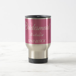 Eenvoudige minimale roze bruidsmeisje voeg naam ja reisbeker