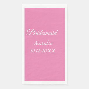 Eenvoudige minimale roze bruidsmeisje voeg naam ja servet