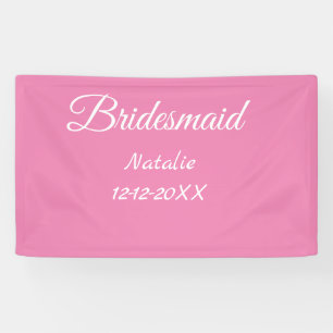 Eenvoudige minimale roze bruidsmeisje voeg naam ja spandoek