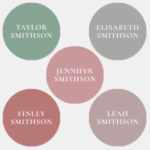 Eenvoudige minimale roze en groene add Jouw naam S Labels