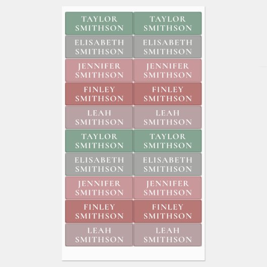 Eenvoudige minimale roze en groene add Jouw naam S Labels (Vel)