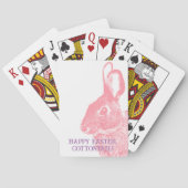 Eenvoudige minimale roze paashaas pokerkaarten (Achterkant)