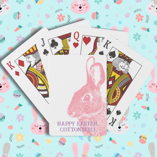Eenvoudige minimale roze paashaas pokerkaarten