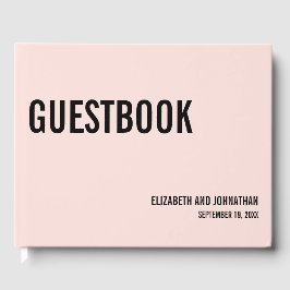 Eenvoudige minimale roze Typografie Wedding Guest  Gastenboek