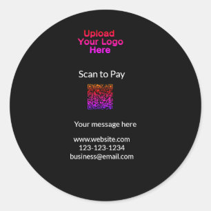 Eenvoudige minimale scan om te betalen QR logo web Ronde Sticker