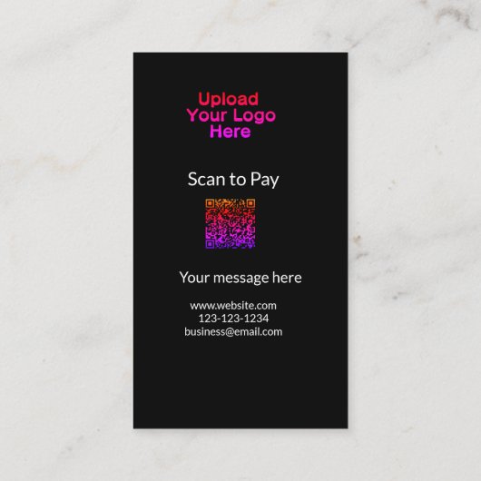 Eenvoudige minimale scan om te betalen QR logo web Visitekaartje (Achterkant)