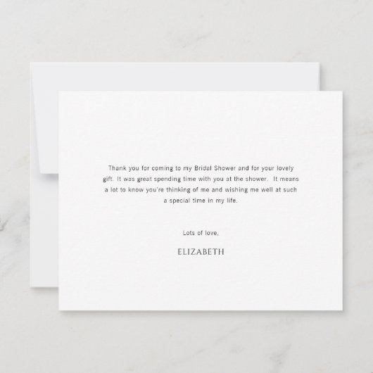 Eenvoudige minimale script bruidsdouche bedankkaar bedankkaart (Achterkant)