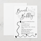 Eenvoudige minimale script brunch en bubbel uitnod kaart (Voorkant / Achterkant)