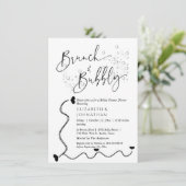 Eenvoudige minimale script brunch en bubbel uitnod kaart (Staand voorkant)