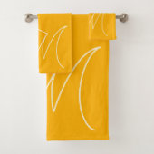 Eenvoudige minimale scriptgele monogram bad handdoek (Insitu)