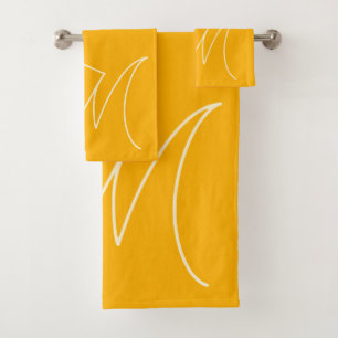 Eenvoudige minimale scriptgele monogram bad handdoek