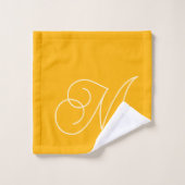 Eenvoudige minimale scriptgele monogram bad handdoek (Wasdoekje)